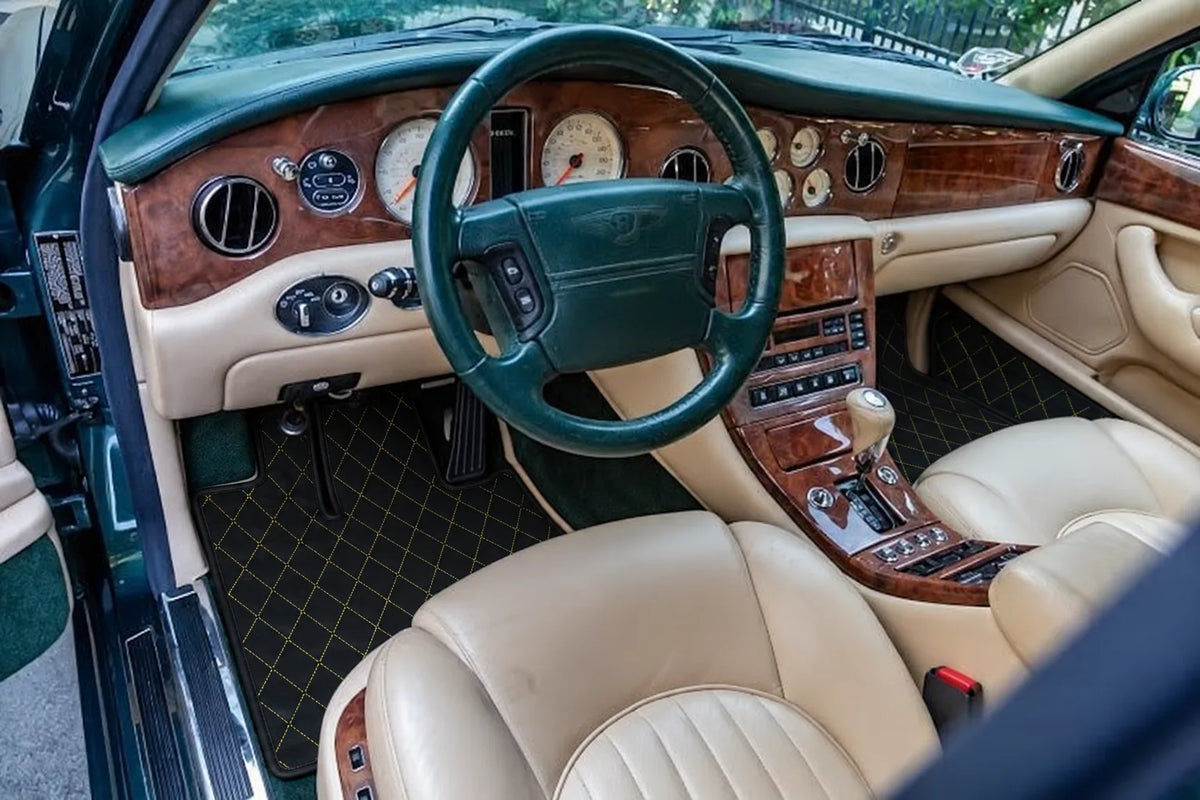 Customizable Leather Floor Mats with Single Diamond Pattern for Bentley Green Label (1998-2009) inside the vehicle