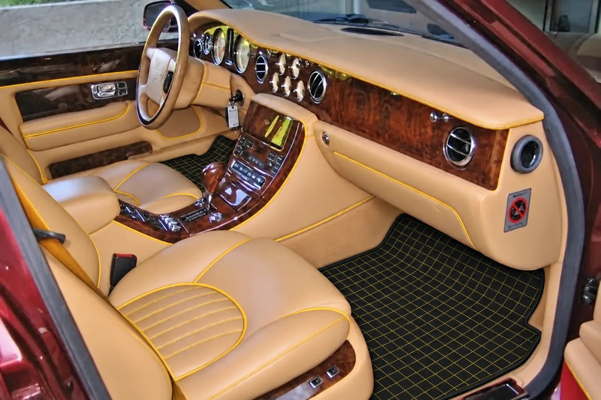 Customizable Leather Floor Mats with Square Pattern for Bentley Red Label RL (1998-2009) inside the vehicle