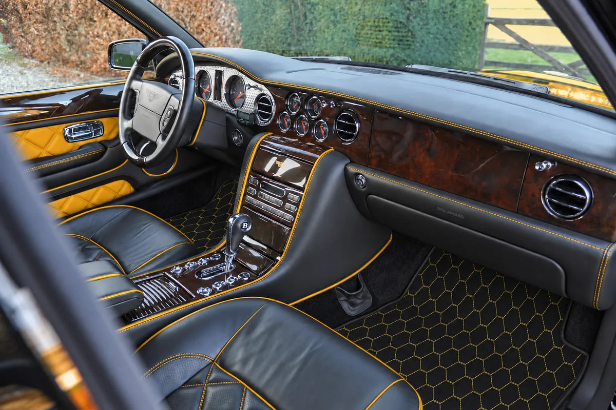 Customizable Leather Floor Mats with Vertical Hex Pattern for Bentley Arnage T (1998-2009) inside the vehicle
