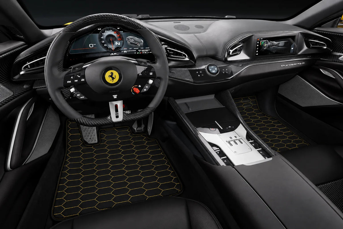Customizable Raptor Hex Pattern Floor Mats for Ferrari Purosangue (2023-2027) inside the vehicle
