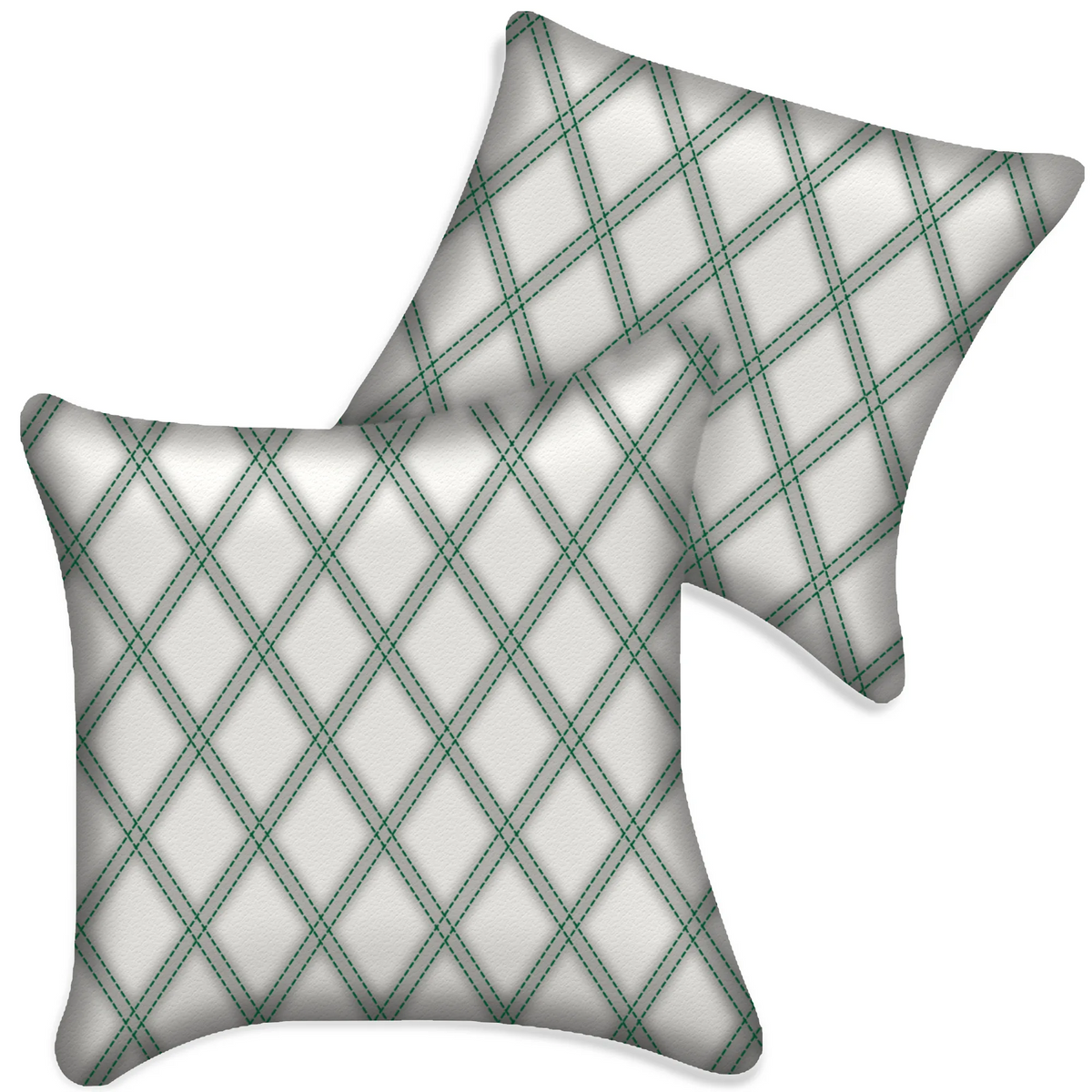 Customizable White Leather Pillows Set of 2 for All Vehicles | Double Diamond Pattern