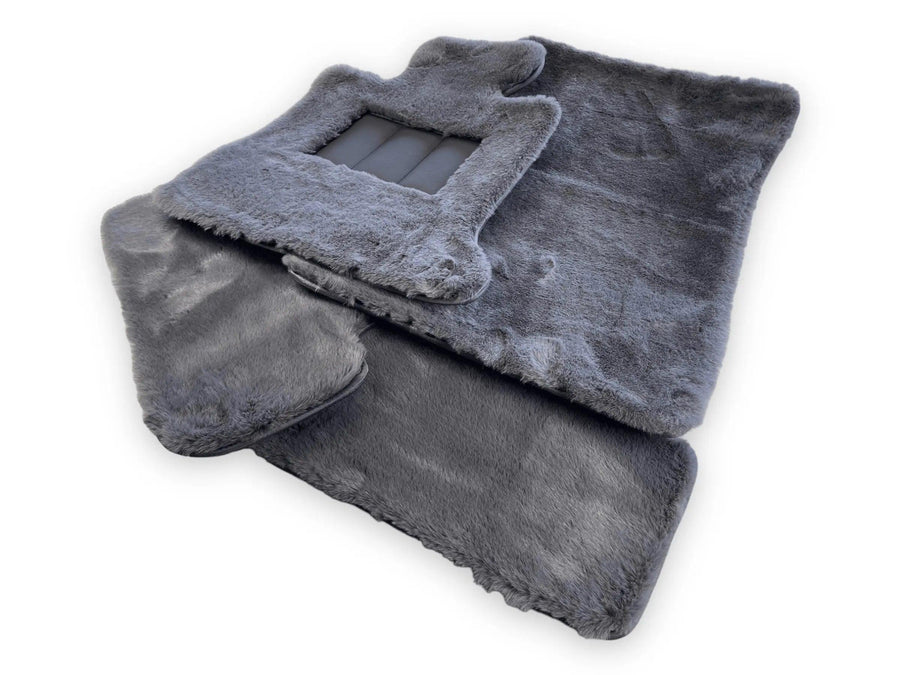 Dark Gray Sheepskin Floor Mats For Bentley Bentayga Design Brand - AutoWin