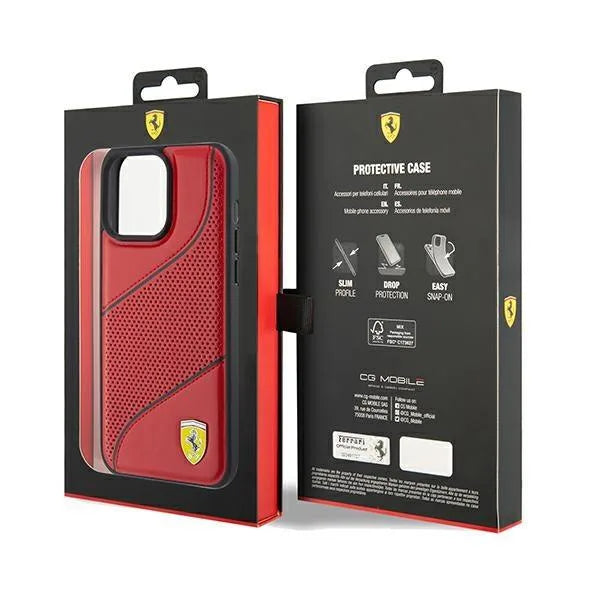 Ferrari Perforated Waves Metal Logo Hardcase for iPhone 15 Pro 6.1" - AutoWin