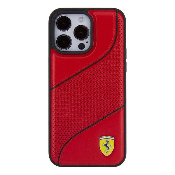 Ferrari Perforated Waves Metal Logo Hardcase for iPhone 15 Pro 6.1" - AutoWin