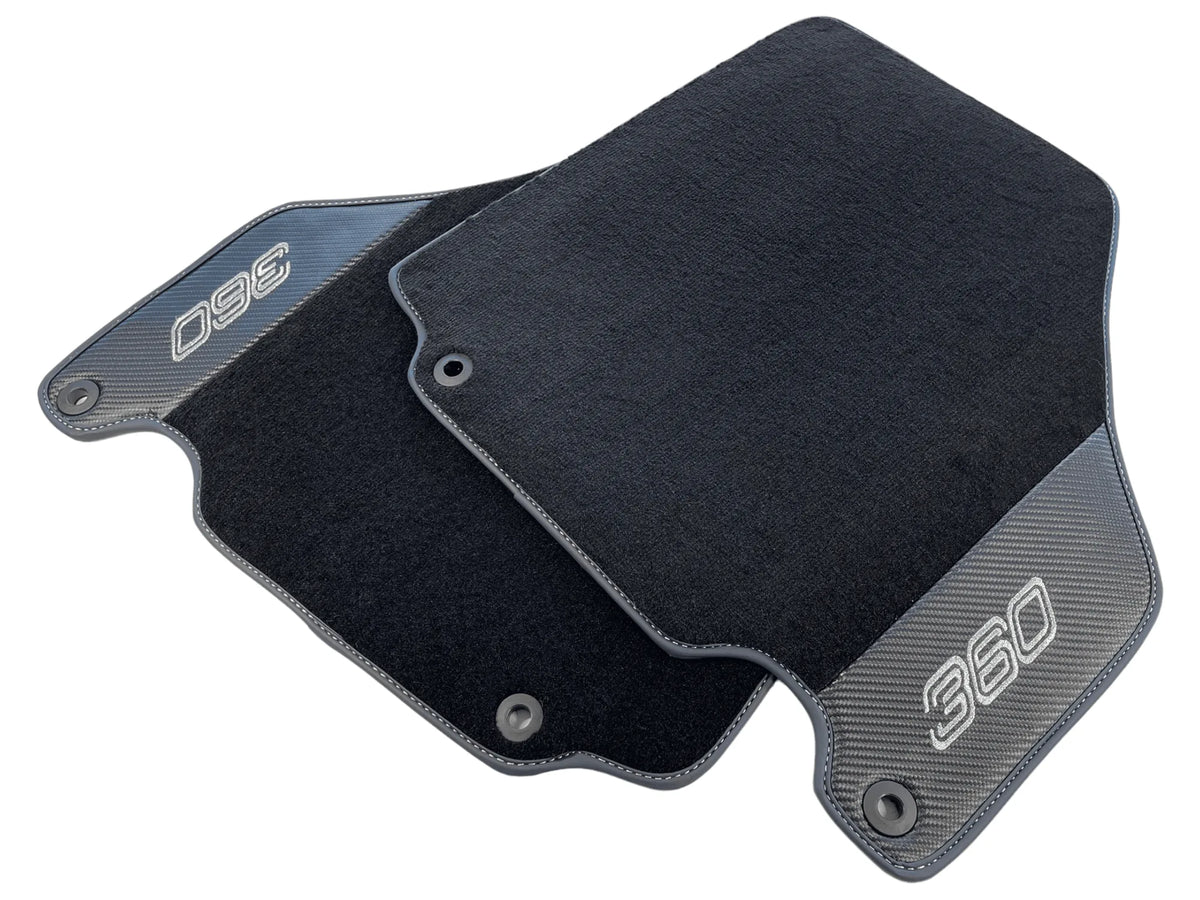 Floor Mats For Ferrari 360 Modena 1999-2005 Black With Carbon Fiber Leather - AutoWin