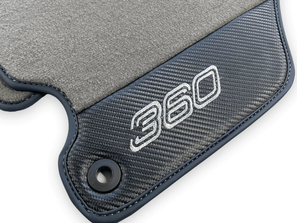 Floor Mats For Ferrari 360 Modena 1999-2005 Gray With Carbon Fiber Leather - AutoWin