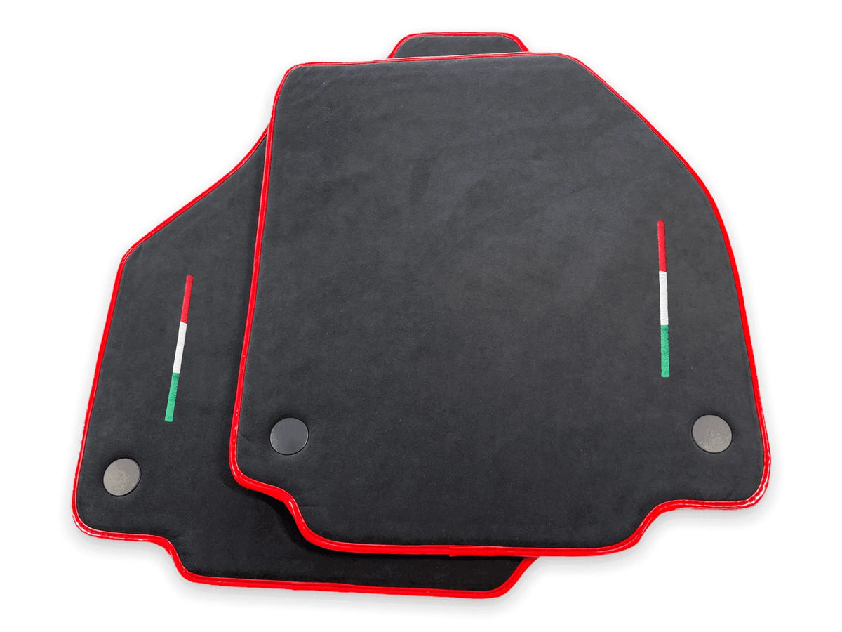 Floor Mats For Ferrari 458 Italia (2009-2015) Alcantara Leather Red Trim - AutoWin