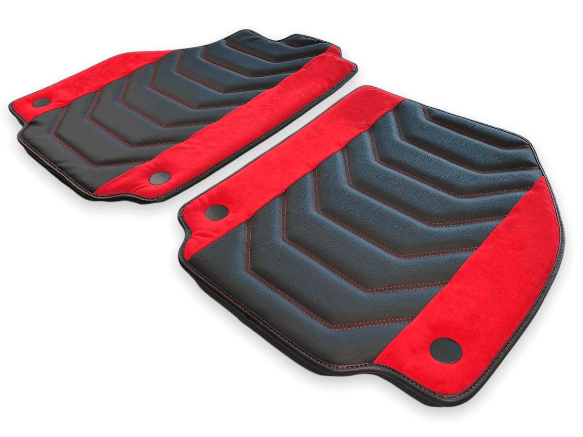 Floor Mats For Ferrari 458 Italia (2009-2015) Leather With Red Alcantara - AutoWin