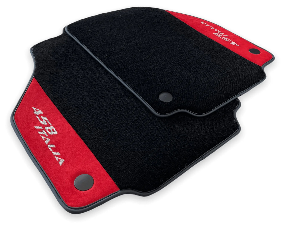 Floor Mats For Ferrari 458 Italia 2009-2015 Red Alcantara Leather - AutoWin