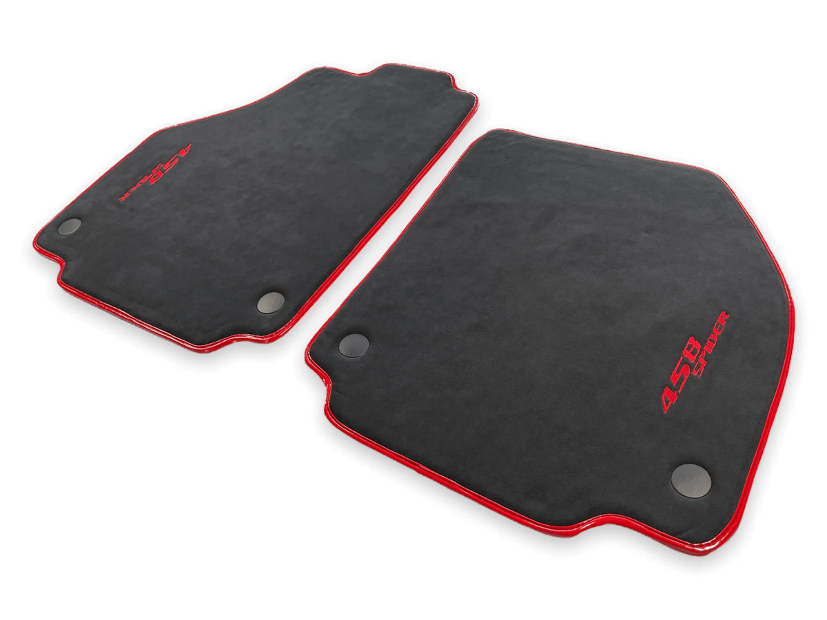 Floor Mats For Ferrari 458 Spider (2012-2015) Alcantara Leather Red Trim - AutoWin