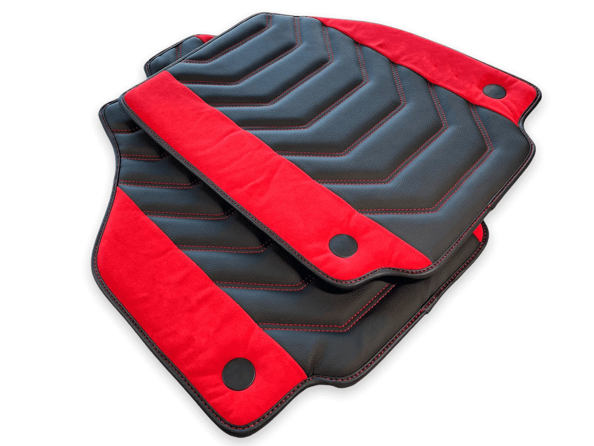 Floor Mats For Ferrari 458 Spider 2012-2015 Leather With Red Alcantara