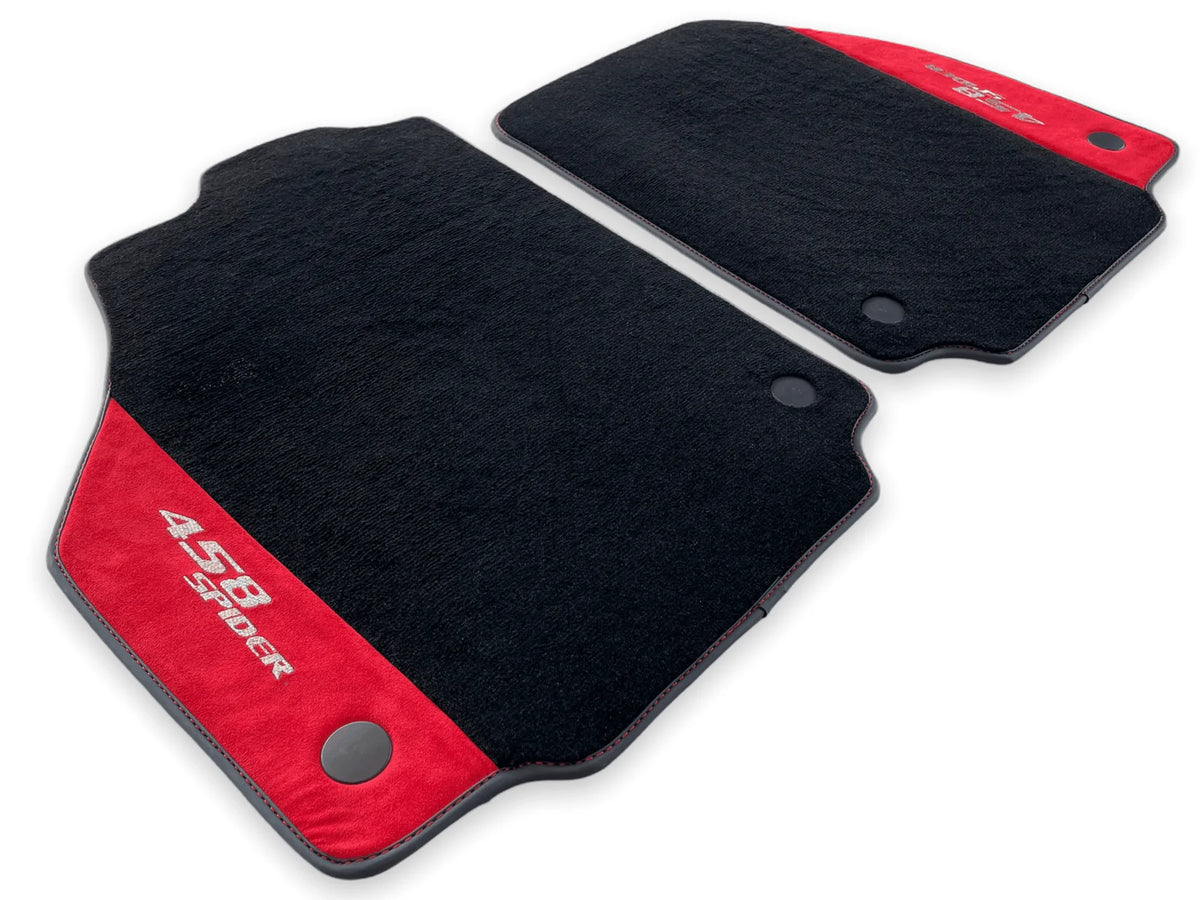 Floor Mats For Ferrari 458 Spider 2012-2015 Red Alcantara Leather - AutoWin