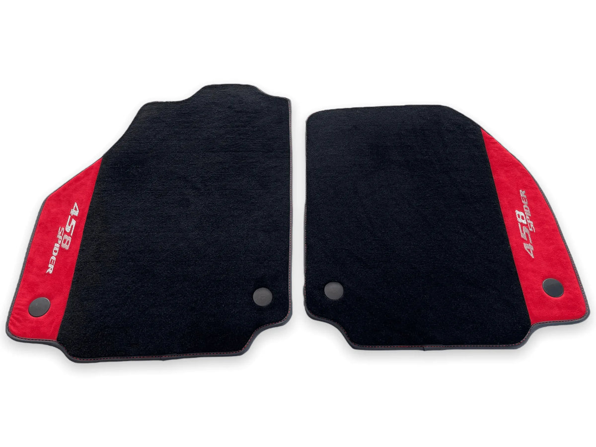 Floor Mats For Ferrari 458 Spider 2012-2015 Red Alcantara Leather - AutoWin