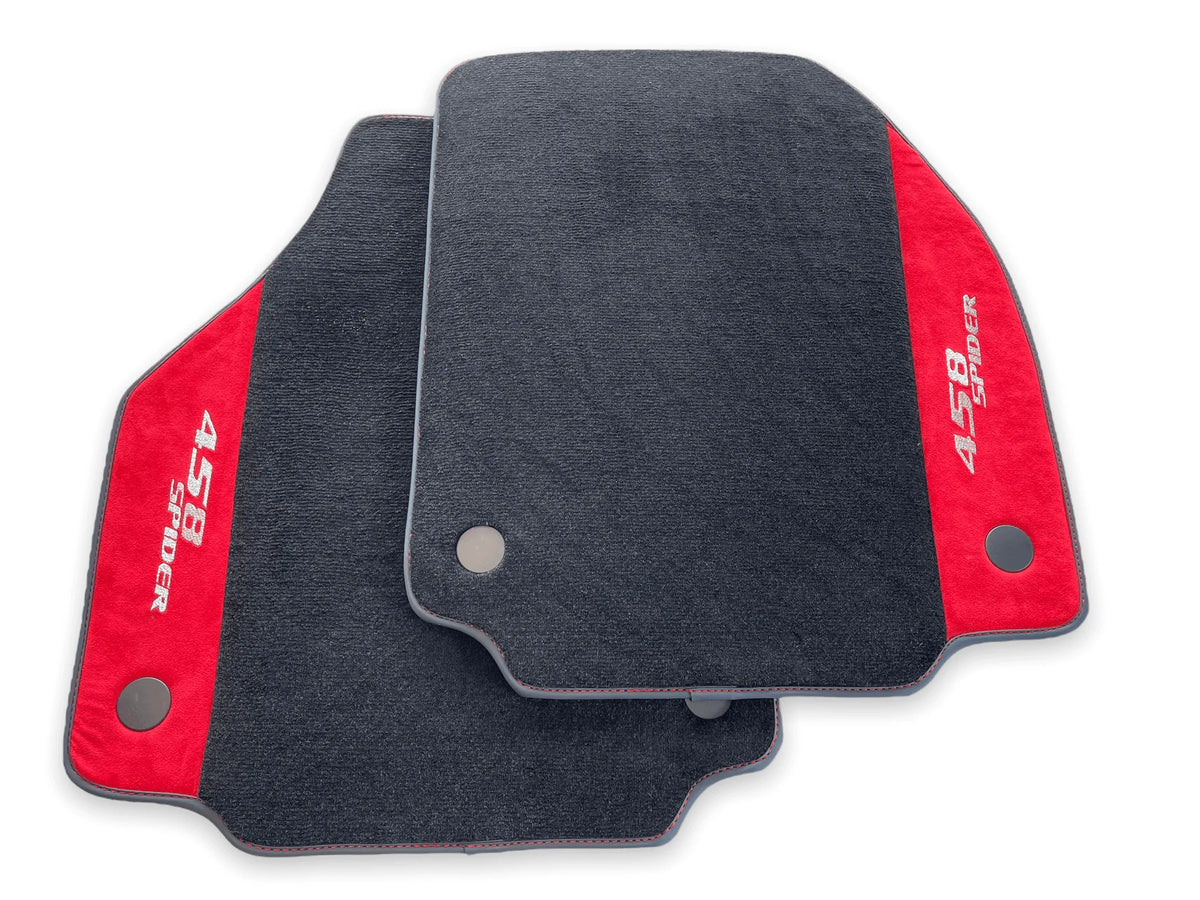 Floor Mats For Ferrari 458 Spider 2012-2015 Red Alcantara Leather - AutoWin