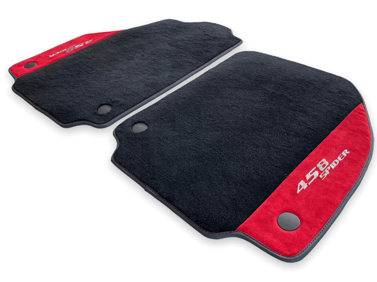 Floor Mats For Ferrari 458 Spider 2012-2015 Red Alcantara Leather - AutoWin