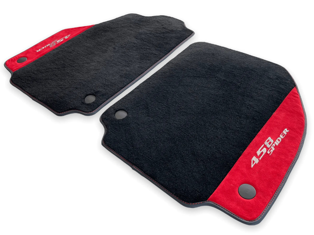 Floor Mats For Ferrari 458 Spider 2012-2015 Red Alcantara Leather - AutoWin