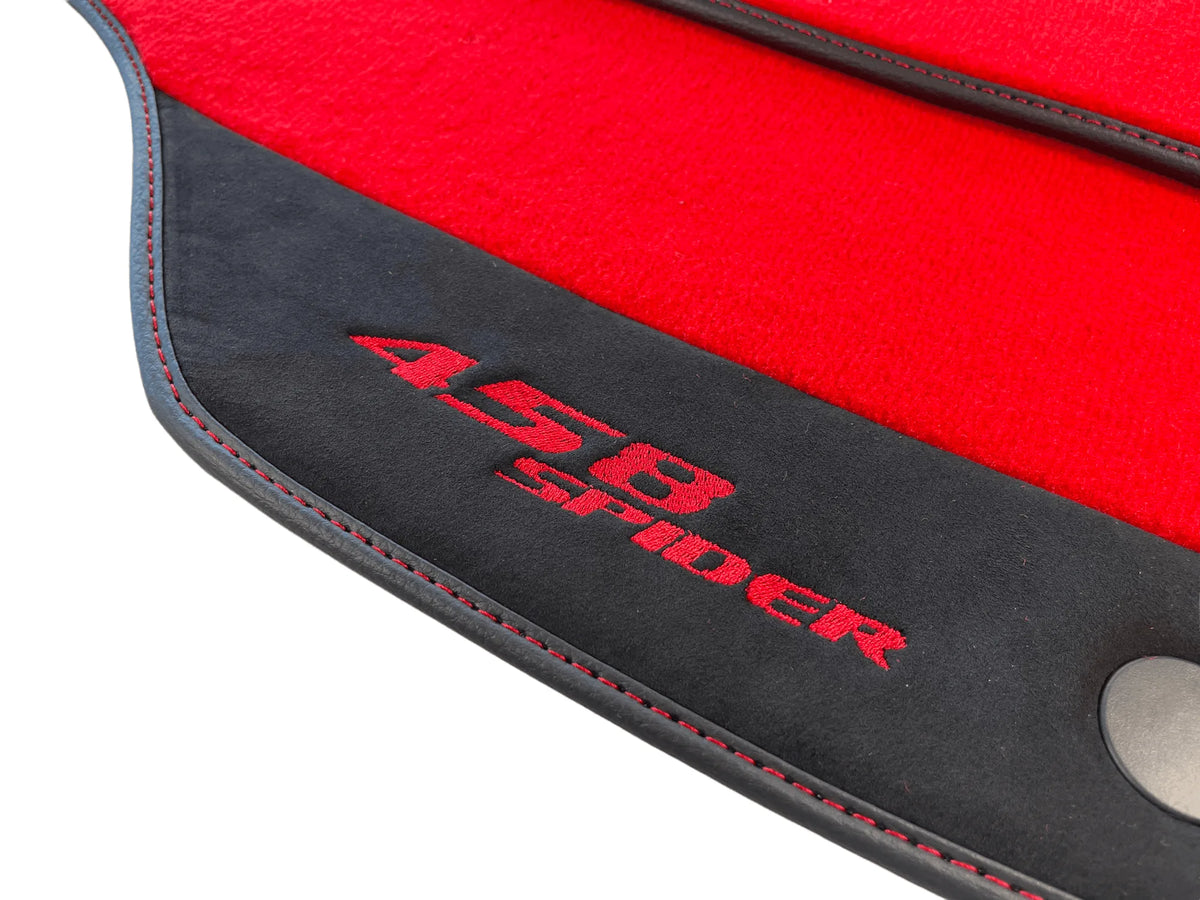 Floor Mats For Ferrari 458 Spider 2012-2015 Red Carpet And Alcantara Leather - AutoWin