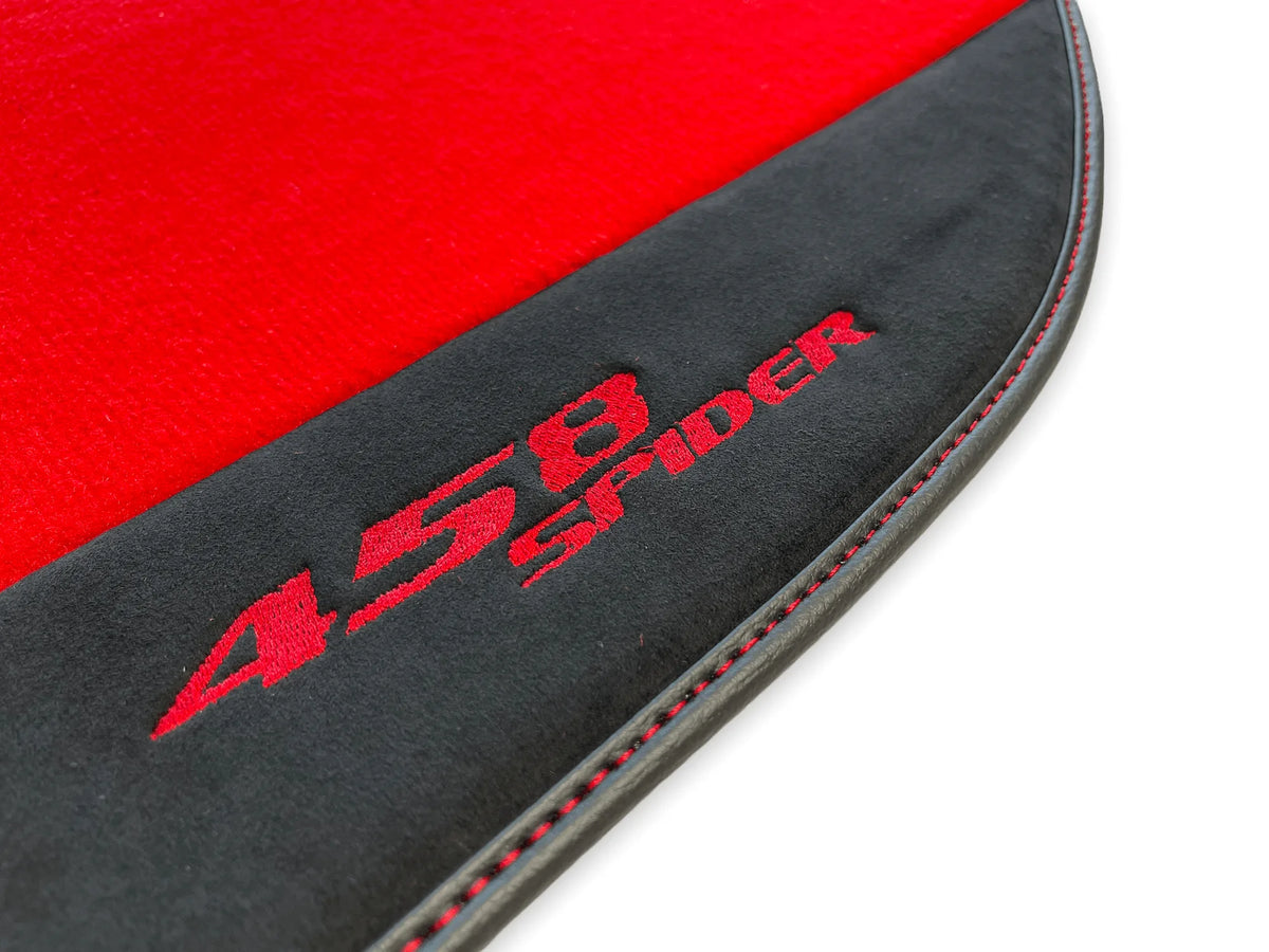 Floor Mats For Ferrari 458 Spider 2012-2015 Red Carpet And Alcantara Leather - AutoWin