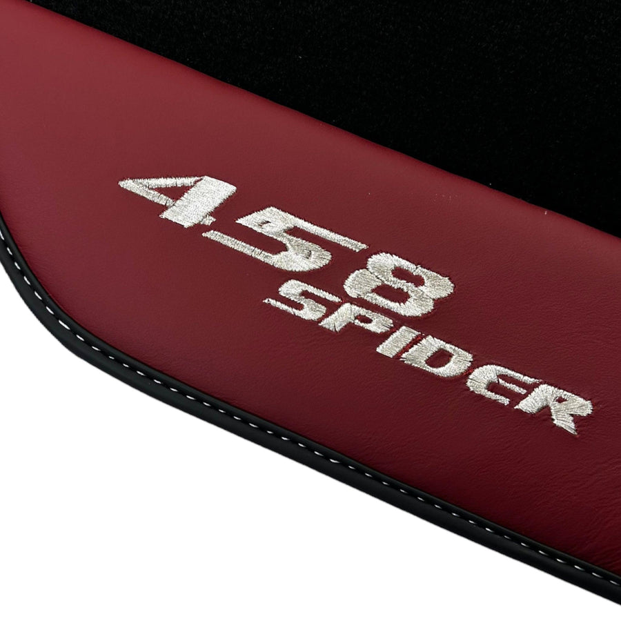 Floor Mats for Ferrari 458 Spider (2012-2015) with Bordeaux Nappa Leather - AutoWin