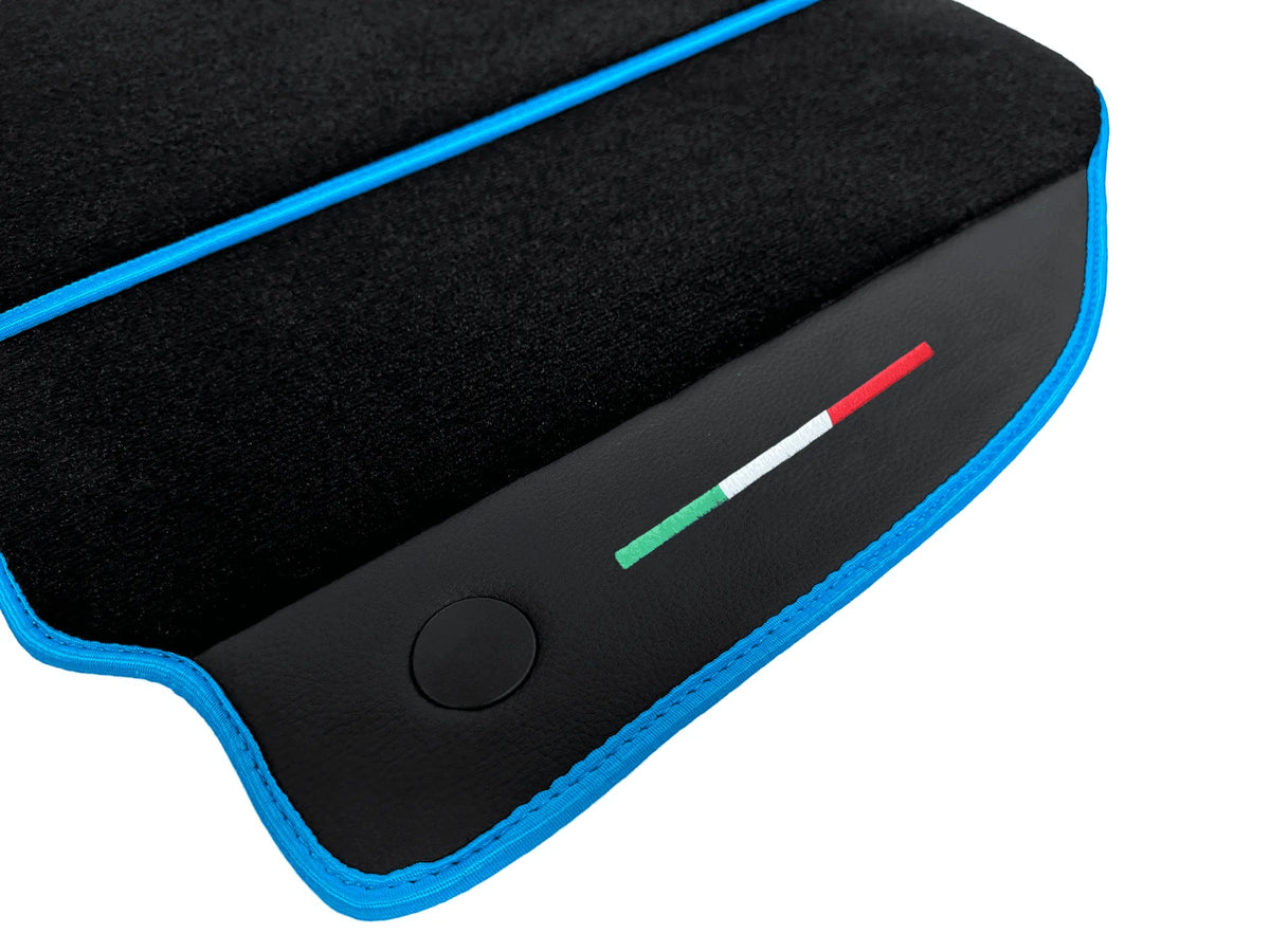 Floor Mats For Ferrari 488 GTB 2015-2022 Alcantara Leather Light Blue Trim