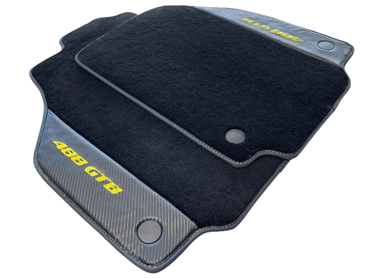 Floor Mats For Ferrari 488 GTB 2015-2022 Carpet With Carbon Fiber - AutoWin
