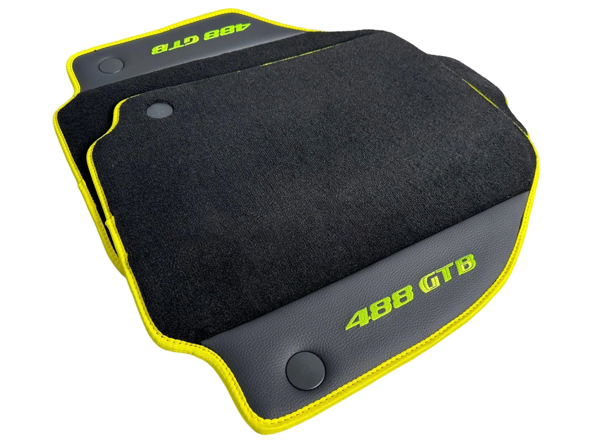 Floor Mats For Ferrari 488 GTB 2015-2022 Carpet With Leather - AutoWin