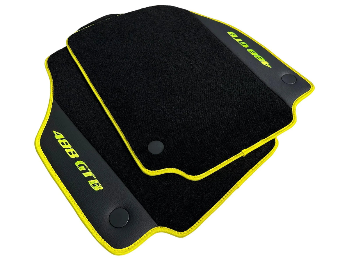Floor Mats For Ferrari 488 GTB 2015-2022 Carpet With Leather - AutoWin