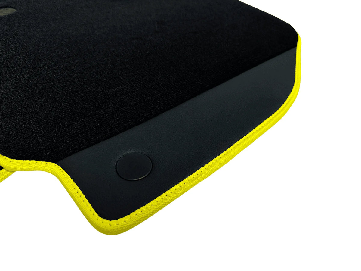 Floor Mats For Ferrari 488 Spider 2015-2022 Leather and Yellow Trim