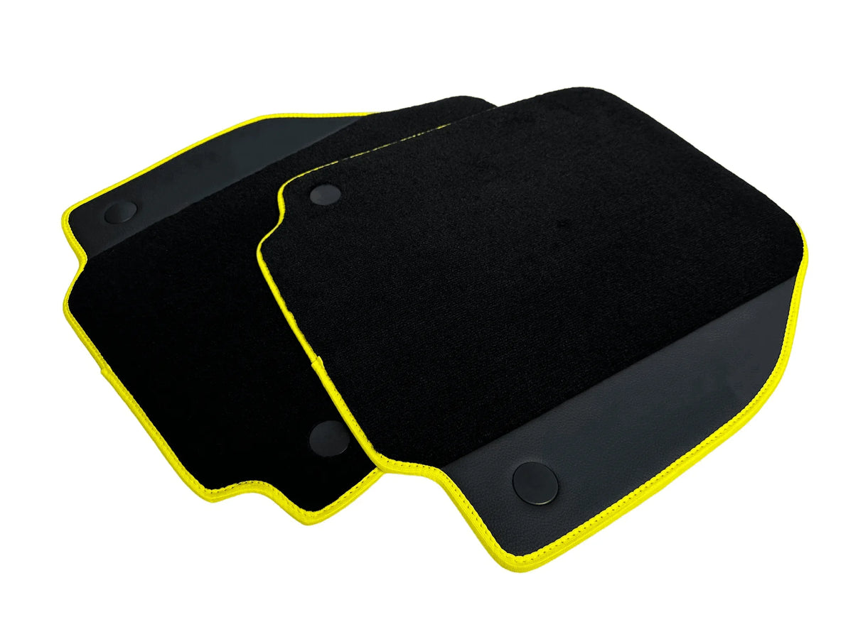 Floor Mats For Ferrari 488 Spider 2015-2022 Leather and Yellow Trim