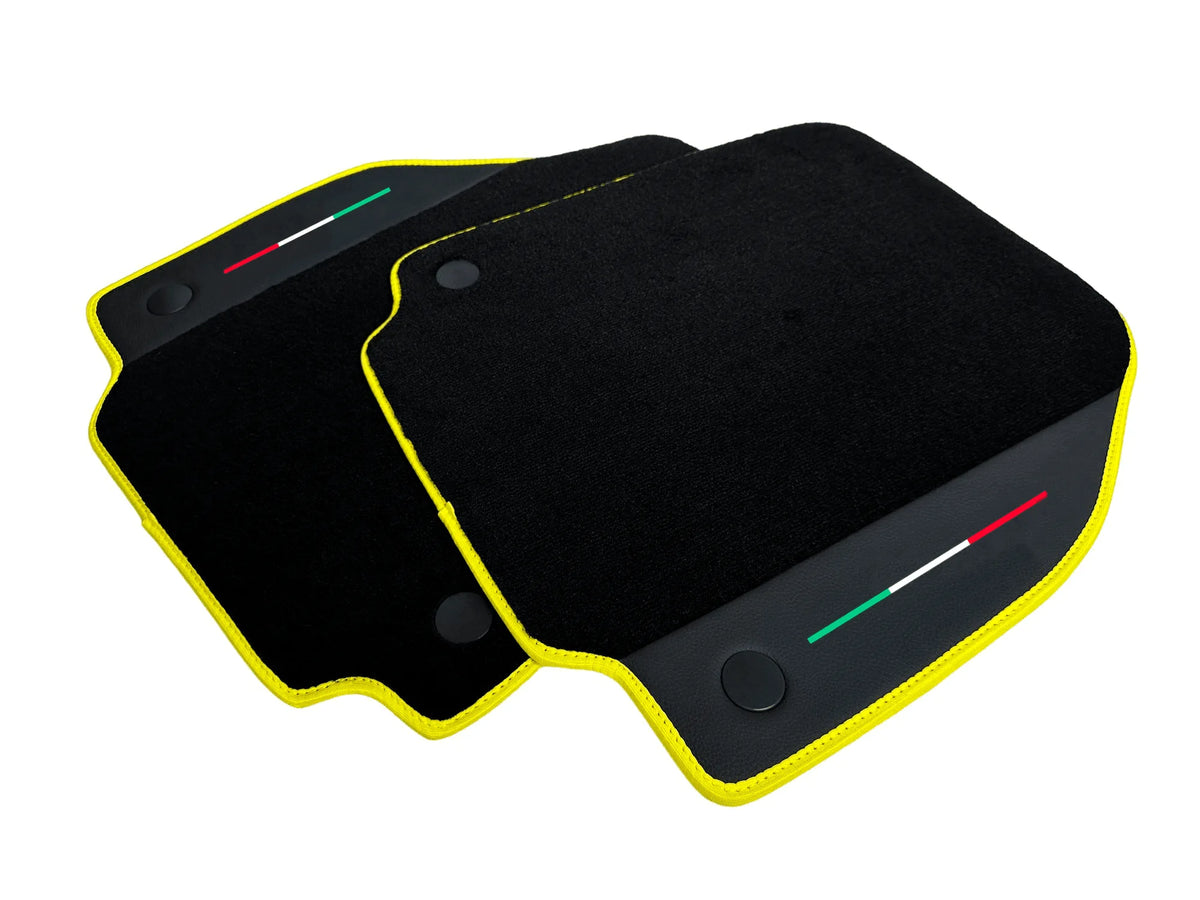 Floor Mats For Ferrari 488 Spider 2015-2022 Leather and Yellow Trim
