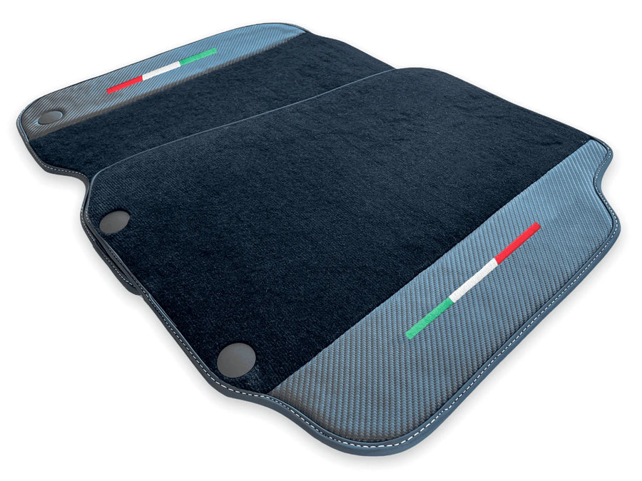 Floor Mats For Ferrari 812 GTS (2019-2023) Carbon Fiber And Black Carpet - AutoWin