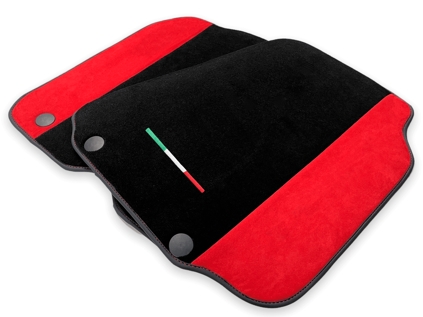 Floor Mats For Ferrari 812 Superfast Red Aclantara And Black Carpet - AutoWin
