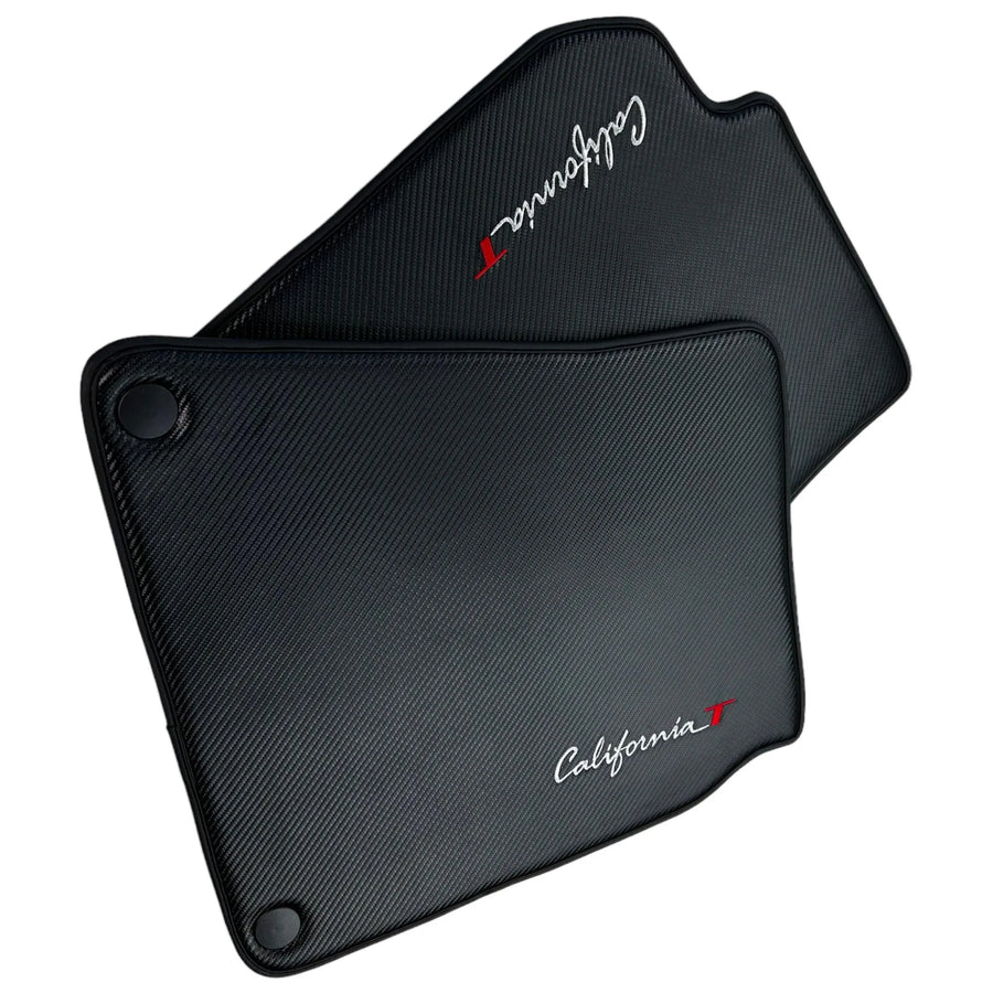 Floor Mats For Ferrari California T (2015-2018) Carbon Fiber Leather - AutoWin
