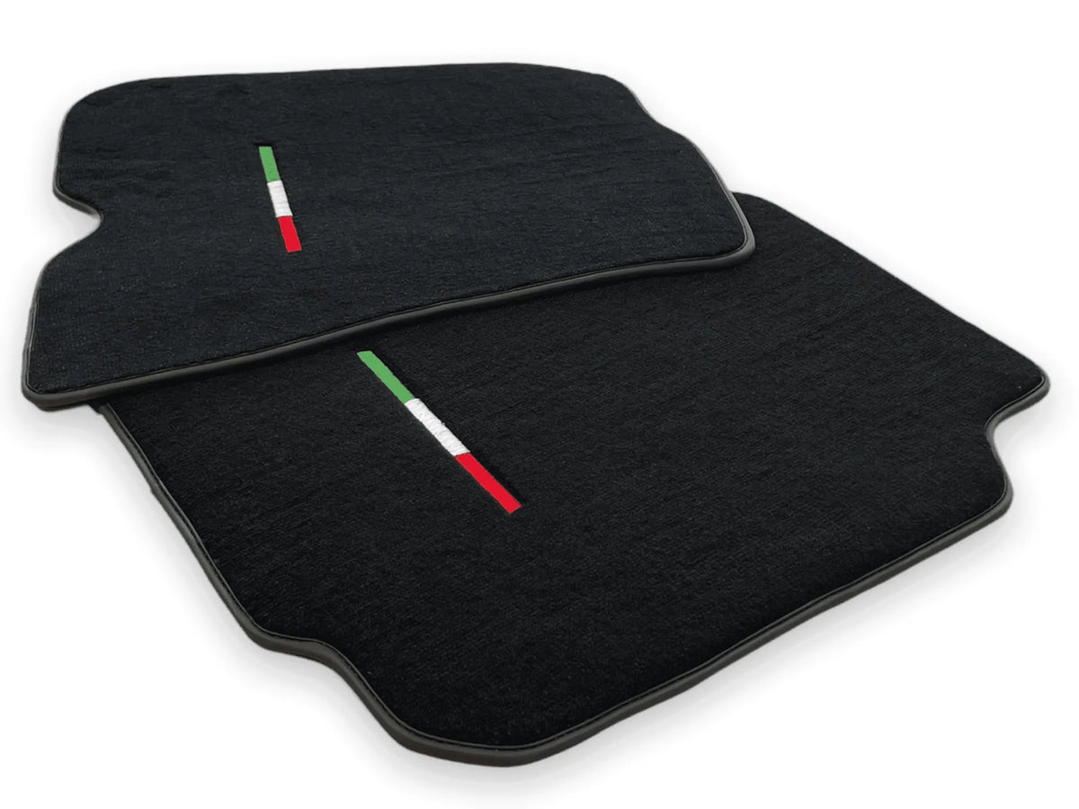 Floor Mats For Ferrari F12 Berlinetta Black Tailored Carpets With Italian Emblem - AutoWin