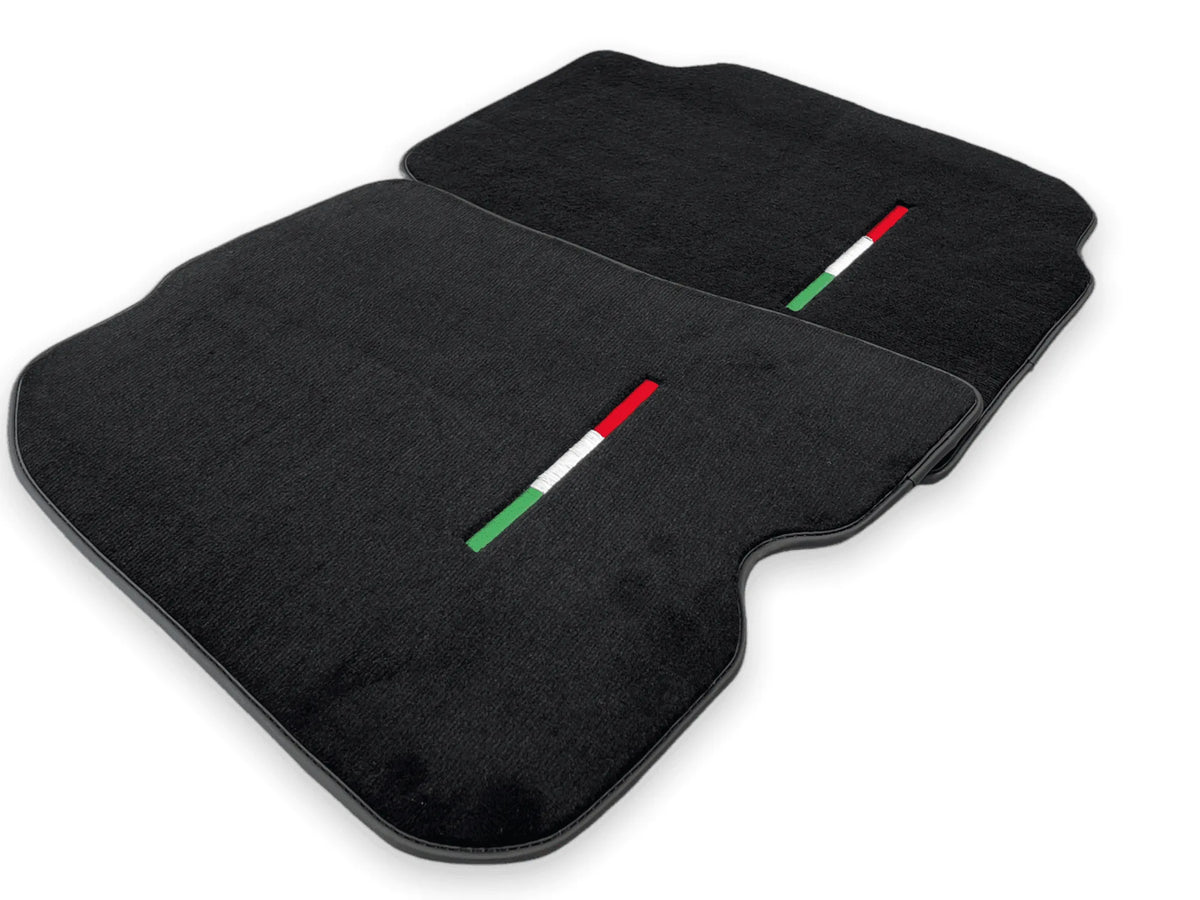 Floor Mats For Ferrari F12 Berlinetta Black Tailored Carpets With Italian Emblem - AutoWin