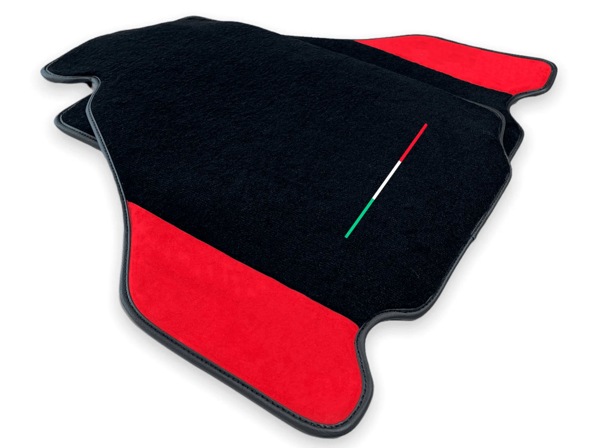 Floor Mats For Ferrari F430 2004-2009 Red Alcantara Leather - AutoWin