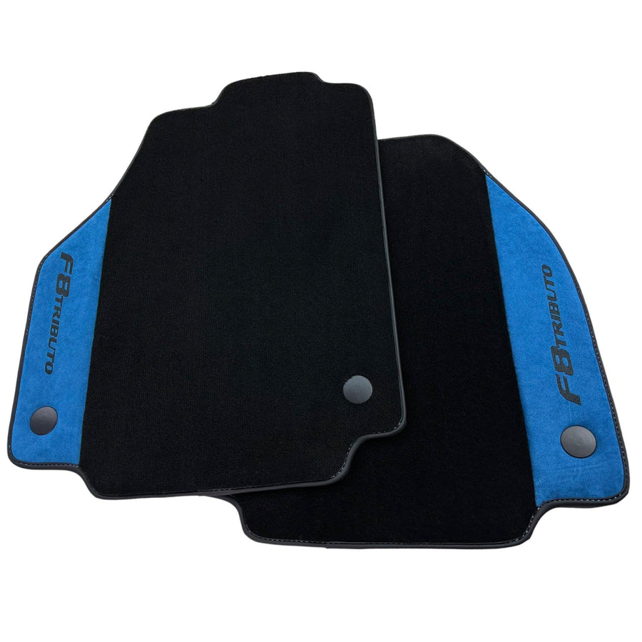 Floor Mats For Ferrari F8 Tributo 2019-2022 With Blue Alcantara Leather - AutoWin