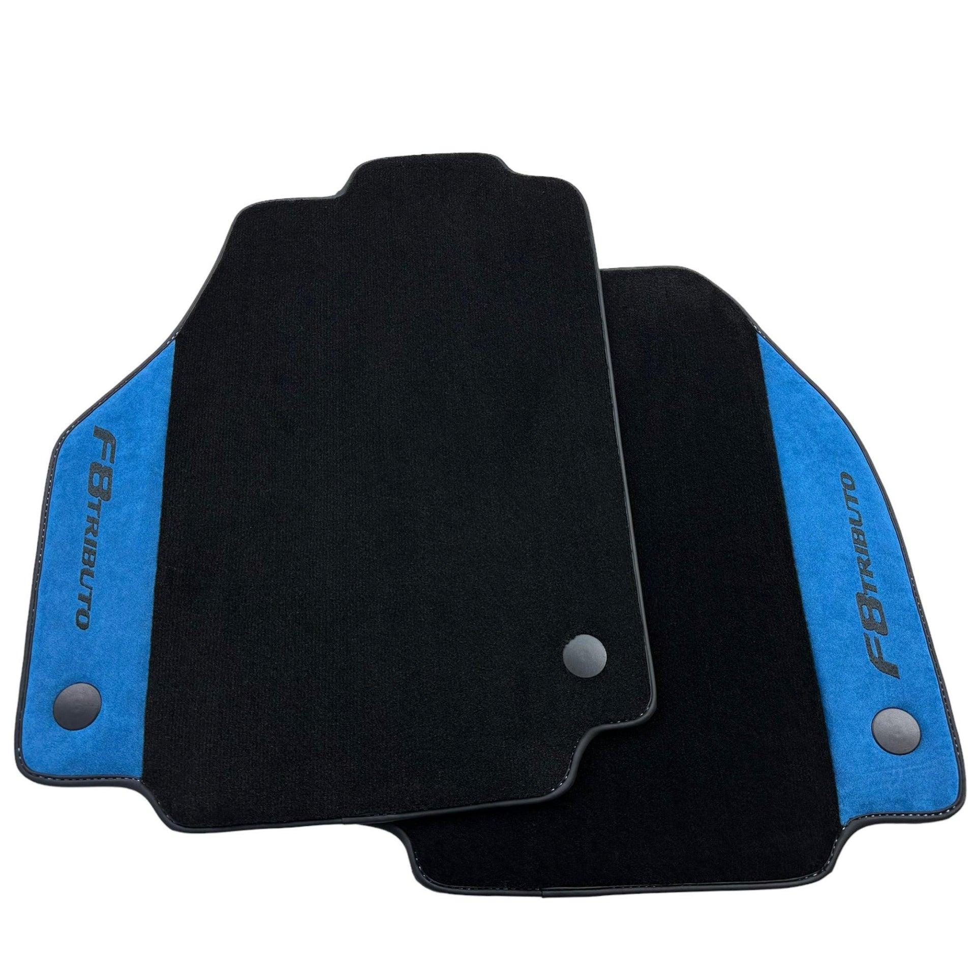 Floor Mats For Ferrari F8 Tributo 2019-2022 With Blue Alcantara Leather - AutoWin