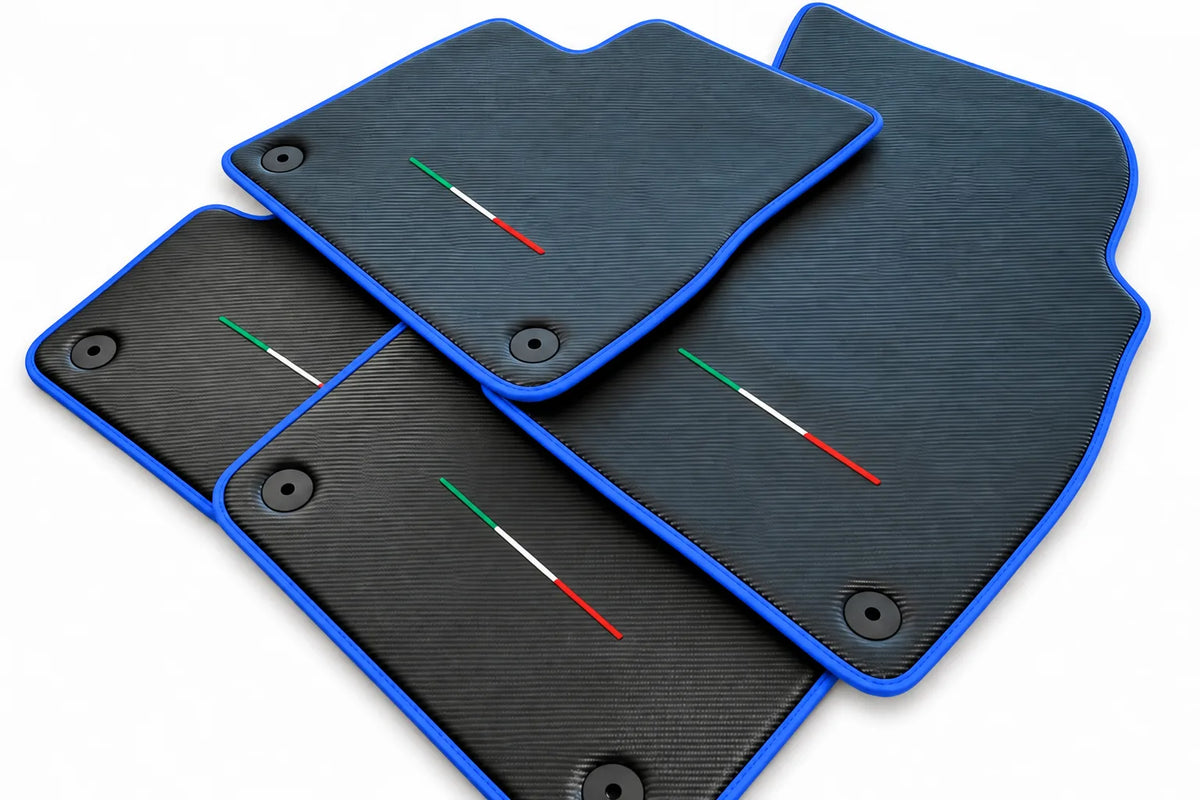 Floor Mats For Lamborghini Urus Carbon Leather Tailored Orange Trim Blue trim