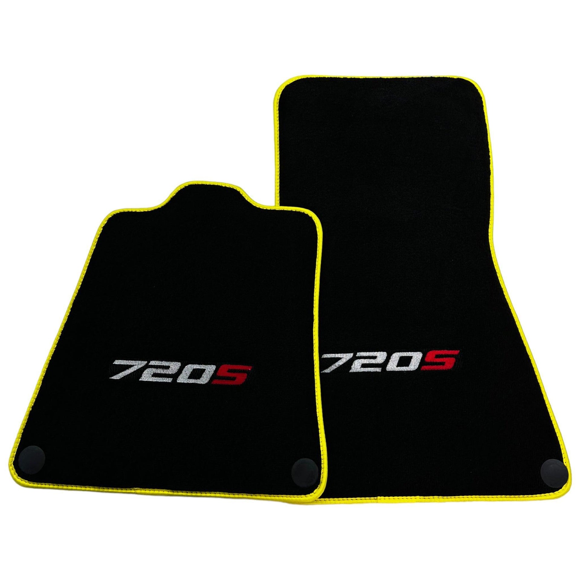 Floor Mats For McLaren 720S Black Tailored With Yellow Trim - AutoWin