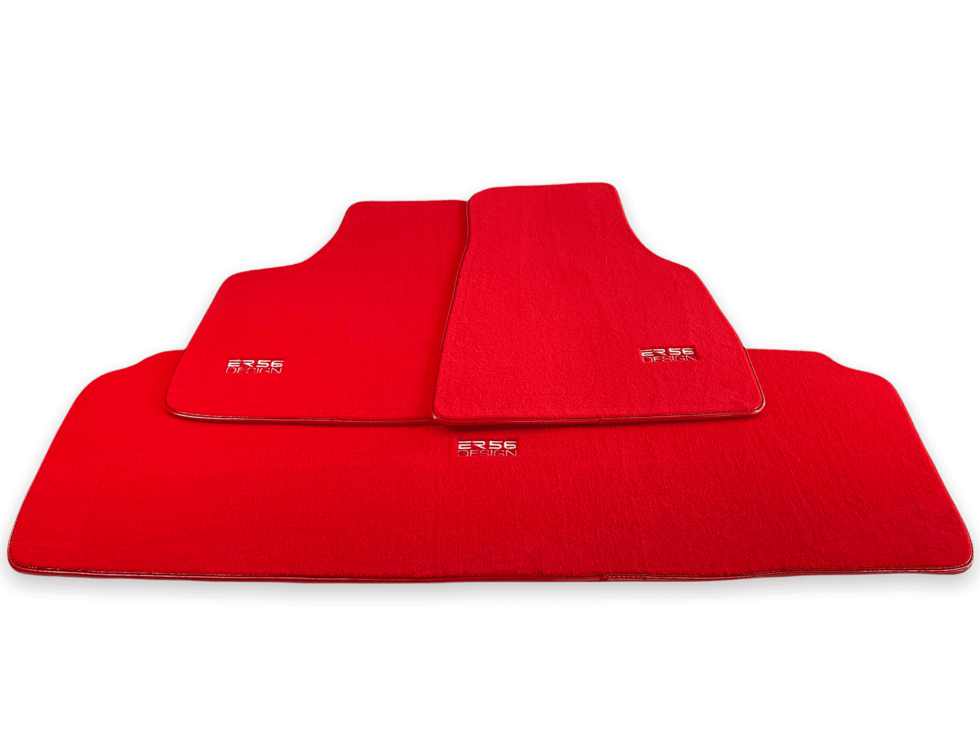 Floor Mats For Tesla Model X (5 Seats) Red Tailored Carpets ER56 Design - AutoWin