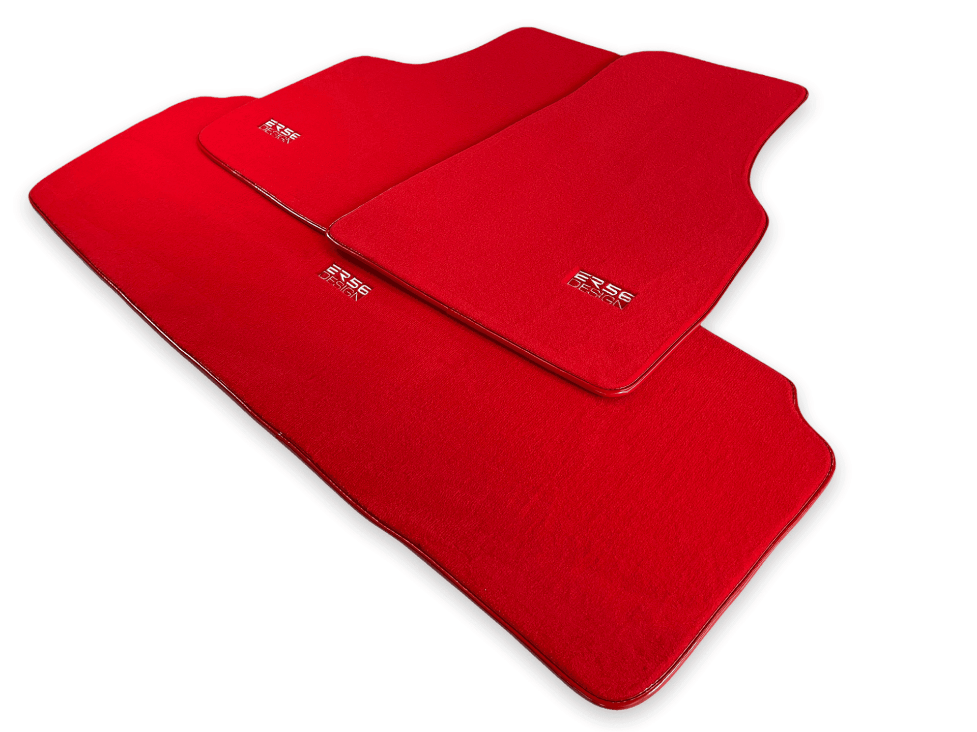 Floor Mats For Tesla Model X (5 Seats) Red Tailored Carpets ER56 Design - AutoWin