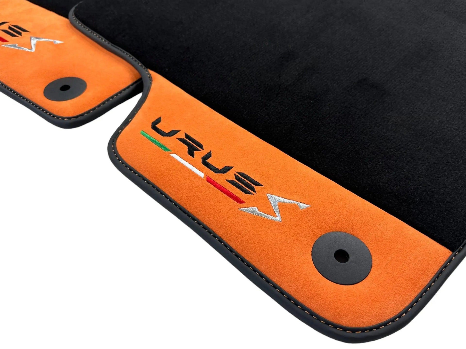 Floor Mats Set with Trunk Mat For Lamborghini Urus S With Orange Alcantara Leather - AutoWin