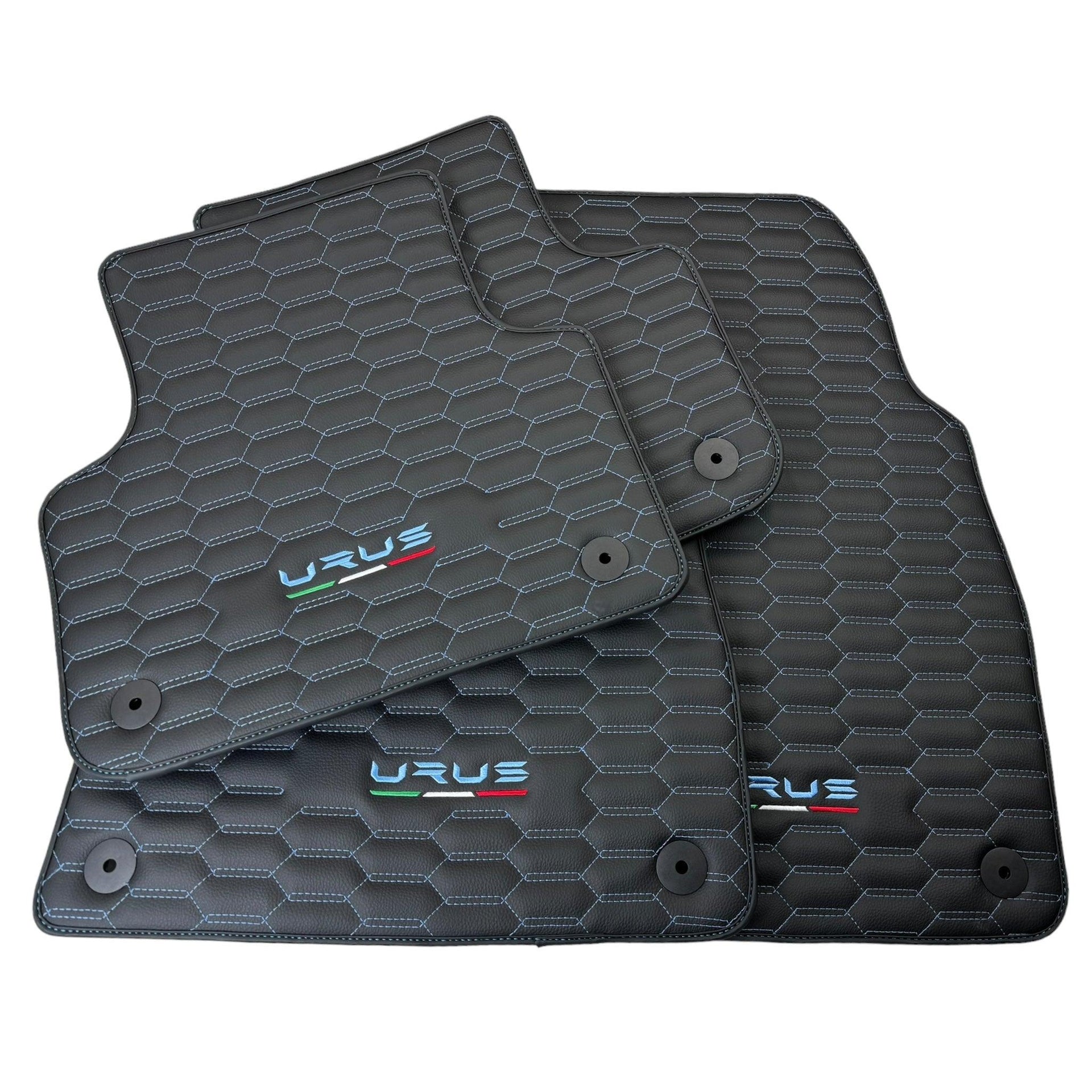 Floor Mats Set with Trunk Mat for Lamborghini Urus with Black Leather - AutoWin