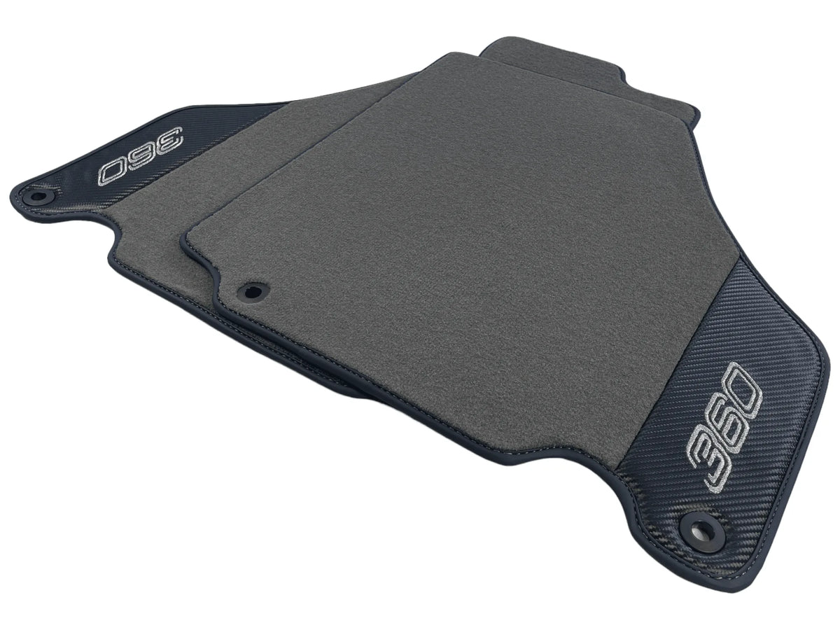 Gray Floor Mats For Ferrari 360 Modena 1999-2005 With Carbon Fiber Leather - AutoWin