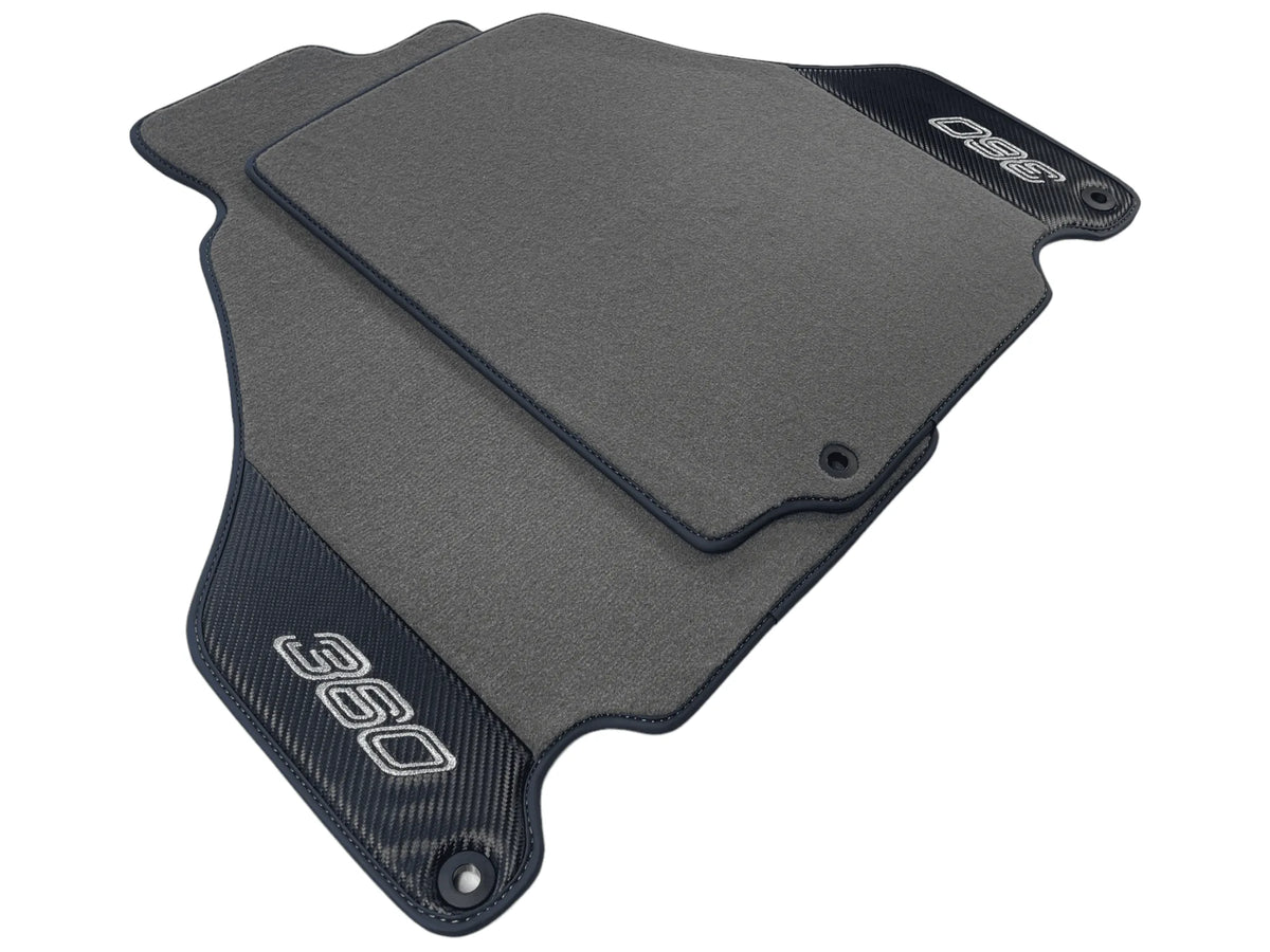 Gray Floor Mats For Ferrari 360 Modena 1999-2005 With Carbon Fiber Leather - AutoWin