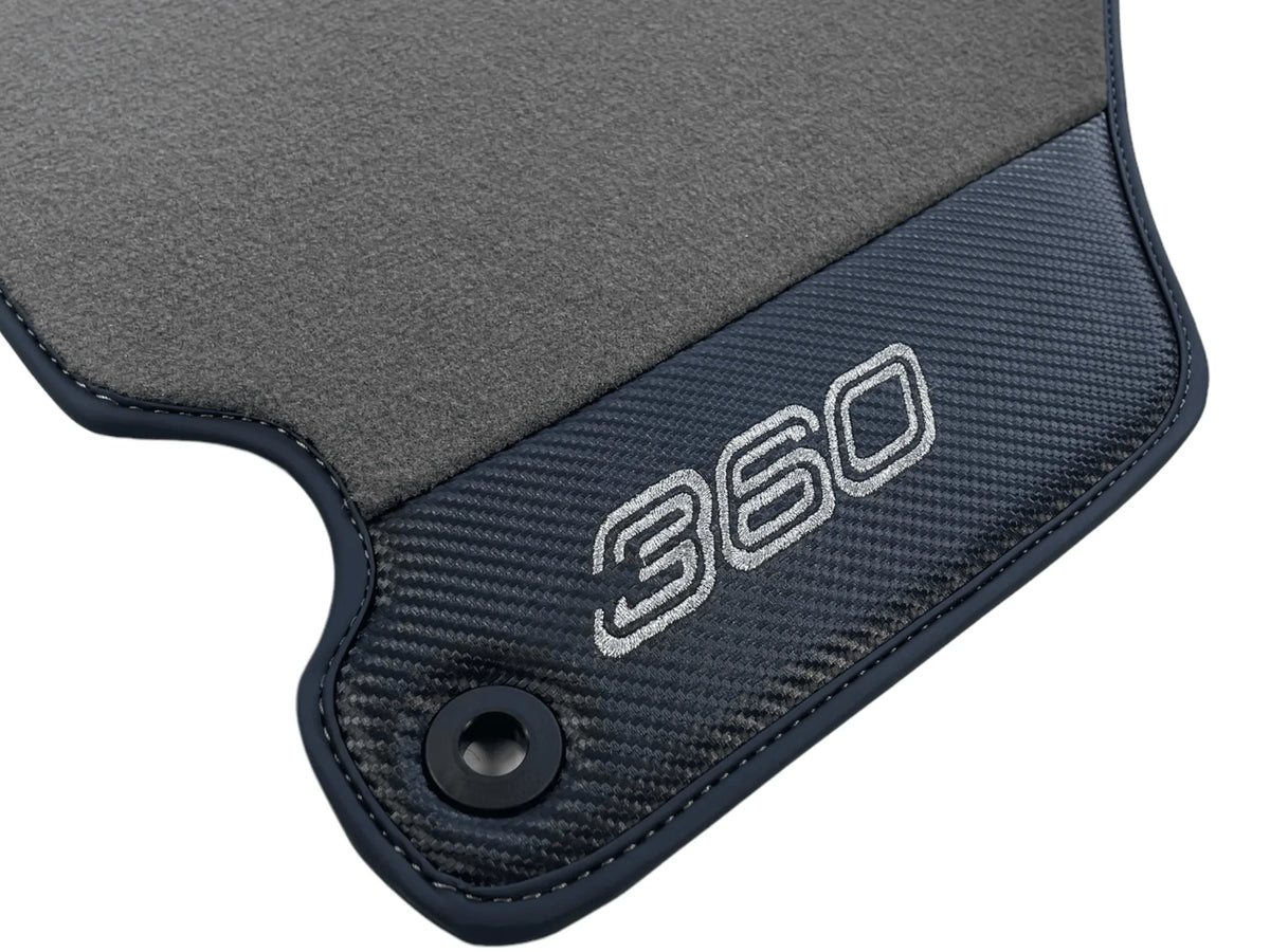 Gray Floor Mats For Ferrari 360 Modena 1999-2005 With Carbon Fiber Leather - AutoWin