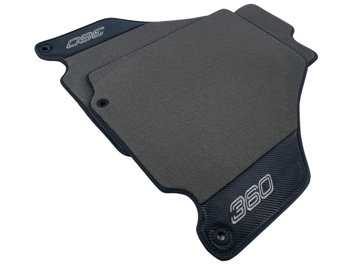 Gray Floor Mats For Ferrari 360 Modena 1999-2005 With Carbon Fiber Leather - AutoWin