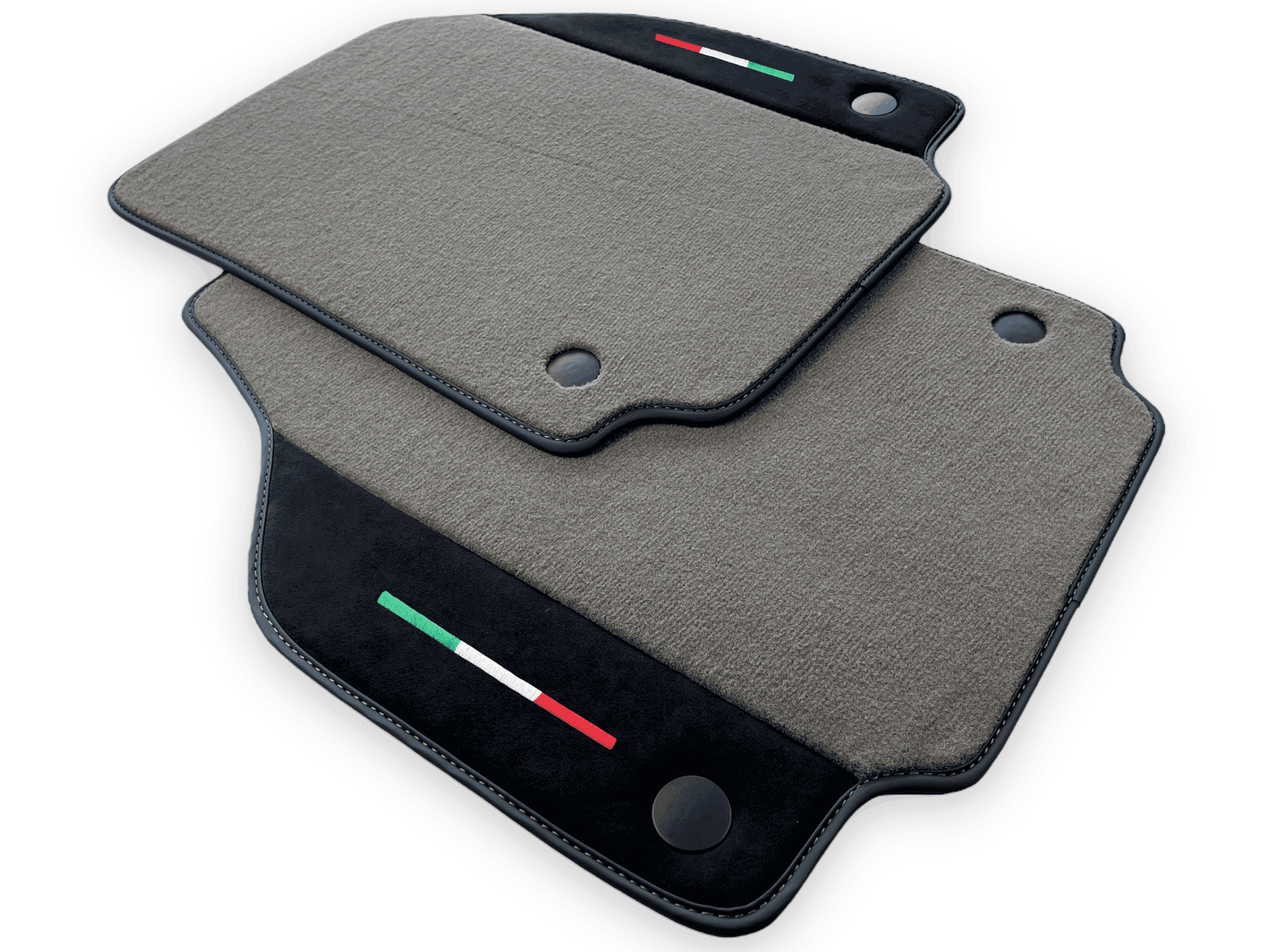 Gray Floor Mats For Ferrari 488 Spider (2016-2022) Carpets With Alcantara Leather | Italian Flag - AutoWin