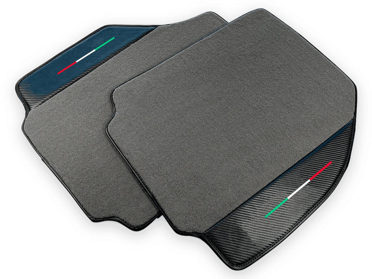 Gray Floor Mats For Ferrari 488 Pista Spider 2019-2021 With Carbon Fiber Leather
